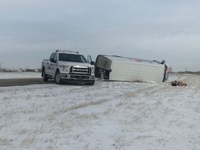 A male suspect on Nov. 13, 2018 stole a FedEx van parked in the 1400 Block of Central Avenue in Prince Albert. A delivery driver was unloading the vehicle when a male suspect took control of the van and fled the scene. Following a pursuit, the suspect was successfully apprehended around the Hague area and taken into Prince Albert police custody. (Photo courtesy Prince Albert Police Service)