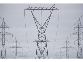 Manitoba Hydro power lines are photographed just outside Winnipeg on Monday, May 1, 2018.