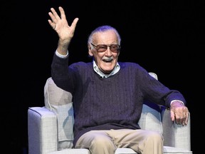 FILE - In this Aug. 22, 2017, file photo, comic book writer Stan Lee waves to the audience after being introduced onstage at the "Extraordinary: Stan Lee" tribute event at the Saban Theatre in Beverly Hills, Calif. Comic book genius Lee, the architect of the contemporary comic book, has died. He was 95. The creative dynamo who revolutionized the comics by introducing human frailties in superheroes such as Spider-Man, The Fantastic Four and The Incredible Hulk, was declared dead Monday, Nov. 12, 2018, at Cedars-Sinai Medical Center in Los Angeles, according to Kirk Schenck, an attorney for Lee's daughter, J.C. Lee.
