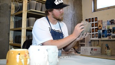 Blair Dawes is a potter based in Calgary and co-owner of Salty Sea Dog Designs with his wife Sarah.