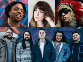 Clockwise from top left: Pimpton, Belle Plaine, Joey Stylez and Bears In Hazenmore all have albums on the SaskMusic Best Albums of 2018 longlist. Voting ends Dec. 11, 2018.