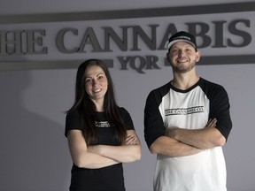 Natasha Waldbauer and her husband Nathan stand in their soon to be Regina's first legal post shop, The Cannabis Co. YQR, on the 1300 block of Broad Street in Regina.