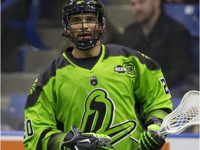 Saskatchewan Rush Travis Cornwall, shown here running down the field, made his home debut with his new team during a pre-season game Saturday, Dec. 8 agains the Calgary Roughnecks at SaskTel Centre in Saskatoon.