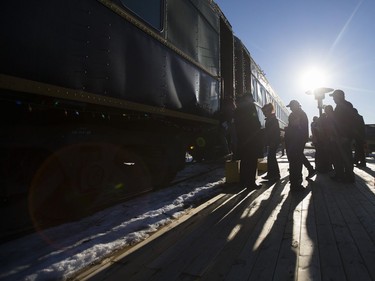 Attendees board the train during the Magical Christmas Express train that travels from Wakaw to Cudworth near Wakaw,Sk on Saturday, December 15, 2018.