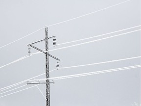 Rime frost on a SaskPower power line earlier this month.