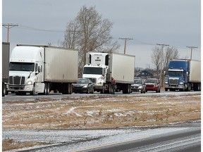 Trucks on a highway.