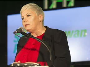 Tina Beaudry-Mellor during the Saskatchewan Party leadership debate held at the DoubleTree.