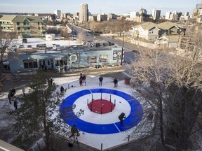 People play Crokicurl on Broadway Avenue.