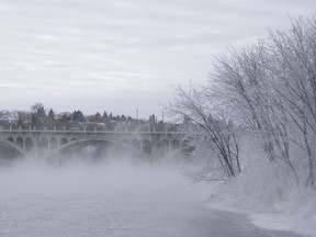 Cold winter weather has enveloped much of Saskatchewan this week as evidenced by the chilly South Saskatchewan River in Saskatoon. Temperatures will remain on the colder side until the weekend when they should recover to near seasonal levels.