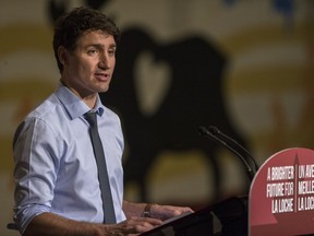 Prime Minster Justin Trudeau speaks during a funding announcement at Dene High School in La Loche, SK on Wednesday, January 23, 2019.