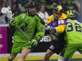 Ben McIntosh scored five goals in the Saskatchewan Rush home-opener Saturday against the San Diego Seals.