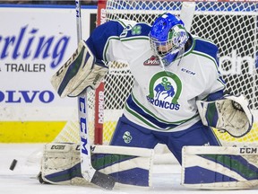 Swift Current Broncos goalie Joel Hofer faced 46 shots by the host Saskatoon Blades on New Year's Day.