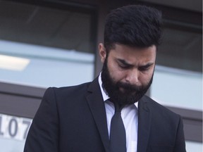 Jaskirat Singh Sidhu leaves provincial court in Melfort, Sask., Tuesday, January, 8, 2019. Sidhu, the driver of a transport truck involved in a deadly crash with the Humboldt Broncos junior hockey team's bus, has pleaded guilty to all charges against him.