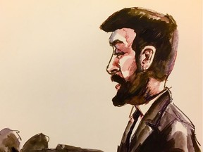 Jaskirat Singh Sidhu, driver of the truck that struck the bus carrying the Humboldt Broncos hockey team is shown during his sentencing hearing in a courtroom sketch, in Melfort, Sask., on Thursday, Jan. 31, 2019.