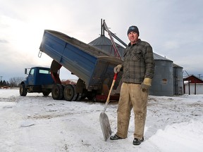 Alberta farmer Kevin Bender was photographed while transferring grain near his home in central Alberta on Wednesday, January 9, 2019. Bender testified before a Senate committee about farmers and climate change. Gavin Young/Postmedia