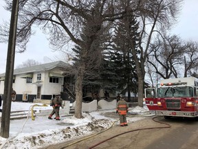 The Saskatoon Fire Department responds to a fire at 613 Avenue H South on Saturday, Jan. 5, 2019. The fire also spread to 611 Avenue H South. (Saskatoon Fire Department photo)