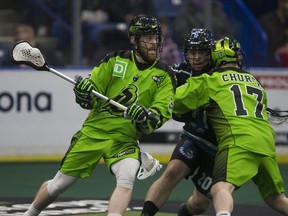 Rush forward Matthew Dinsdale carries the ball during a recent game.