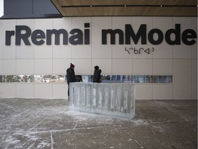 SASKATOON,SK--JANUARY 31 0131-NEWS-Remai Modern- A sculpture called Freeze, which is commemorative of Neil Stonechild made by artist Rebecca Belmore, sits outside the Remai Modern in Saskatoon,Sk on Thursday, January 31, 2019.