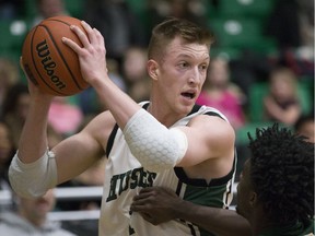 University of Saskatchewan Huskies forward Joseph Barker shown here in Canada West basketball action at the PAC in Saskatoon on Friday, February 2, 2018.