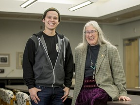 University of Saskatchewan Student Union president Rollin Baldhead and Elder Marjorie Beaucage.