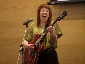 Saskatchewan JUNO-nominated musician Megan Nash plays at the Remai Modern gallery on Feb. 28, 2019 as part of the announcements of the 2020 JUNO Awards coming to Saskatoon.