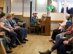 Jeffery Straker, one of many performers in this weekend's Kinsmen Telemiracle 43, plays a few tunes for an audience at the Oliver Place seniors residence ahead of the performance on Feb. 28, 2019.