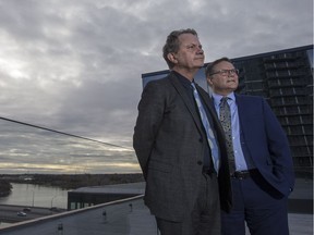 Remai Modern executive director and CEO and Scott Verity, chair of the Remai Modern board, pose on the rooftop patio at the Remai Modern in Saskatoon, SK on Tuesday, October 16, 2018.