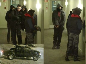 Following a break-and-enter and assault on Feb. 7, 2019 at an apartment in the 100 block of Reindeer Road, Saskatoon police released surveillance images of four males wearing masks and a female who illegally entered the suite. The victim of the assault was transported to hospital for treatment of minor injuries.