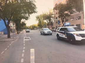Court exhibit photo of Fourth Avenue South following a shootout between Mike Andrew Arcand and police on Sept. 27, 2017.
