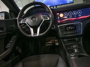 The interior of a Mercedes-Benz AG CLA 45 AMG at the Blackberry Ltd. QNX headquarters in Ottawa.