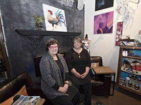 Sisters Wendy Erratt (L) and Kelly Haas run the Blue Rooster Cafe & Studio in Pilot Butte.