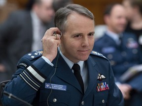 Royal Canadian Air Force Commander Lt.-Gen. Al Meinzinger waits to appear before the House of Commons public accounts committee on Parliament Hill in Ottawa, Monday, December 3, 2018.