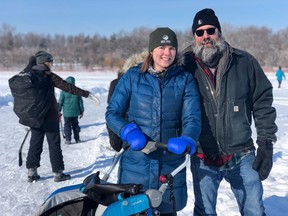 Karen McIver, her partner Mark Spooner, and their two sons took in some skating on Wascana Lake as part of the 2019 Waskimo event. It was the first time in 16 years that people were allowed to skate on the ice.