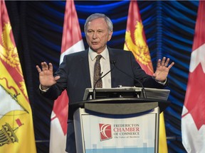 New Brunswick Premier Blaine Higgs delivers the State of the Province address in Fredericton, New Brunswick on Thursday January 31, 2019.