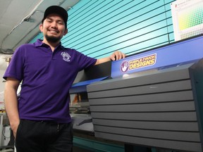 Jonathan Vallarta, owner and CEO of Purple Touch Designs, wants his business to be a "one-stop shop" for those looking to wrap their vehicle or hire a graphic designer. Posing for a photo on Jan. 28, 2019, he said he wants to build relationships with local business owners here in Saskatoon.