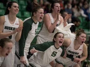 The Saskatchewan Huskies, shown here in this file photo, had reason to celebrate Thursday at the U Sports Final 8 national championship.
