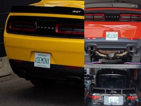 The license plates HellCat and XDemonX can be seen on vehicles owned by Tim Rosenau in photos sent to the StarPhoenix on March 8, 2019. Rosenau, of Martinsville, said he wants to meet with SGI representatives, as he wants to know why some licence plates are rejected and some are approved, saying he feels the system is "whacked."