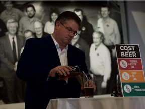 Michael Brennan, president and CEO of the Great Western Brewing Company, spoke against the automatically increasing federal excise tax on beer during an event at the brewery in Saskatoon on March 14, 2019 -- the week before the federal budget is released.
