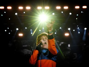 Mick Jagger leads the Rolling Stones as they perform during the Desert Trip music festival at Indio, California in 2016.