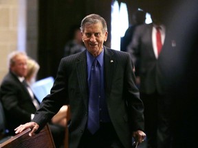 Hockey legend Ted Lindsay arrives at the Cathedral of the Most Blessed Sacrament for the funeral of Gordie Howe, Wednesday, June 15, 2016 in Detroit.