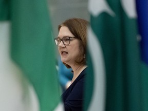 Liberal MP Jane Philpott delivers a keynote speech at an International Women's Day event at Ottawa City Hall on Friday, March 8, 2019.