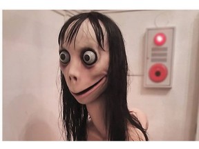 A screenshot of an Instagram photo from Vanilla Gallery in Tokyo, Japan, which shows the Mother Bird sculpture — the basis for the Momo Challenge meme.