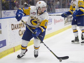 Saskatoon Blades rookie Kyle Crnkovic was one of three players chosen in the 2017 WHL Bantam Draft to make their WHL debut this past season. Crnkovic joined Aidan De La Gorgendiere and Koen MacInnes.