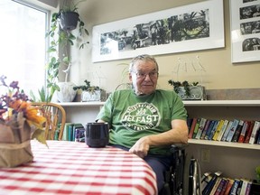 Don Wilmut, enjoys a coffee at the Sherbrooke Community Centre in Saskatoon on Monday, April 1, 2019.