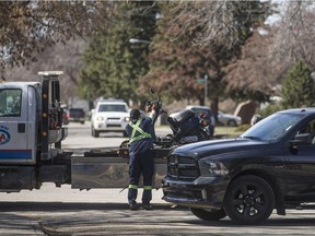 Emergency crews were called after a vehicle struck a pedestrian who had been in a mobility scooter in Saskatoon, SK on Friday, April 19, 2019.