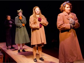 (left to right) Nadia Mori, Elizabeth Nepjuk, Rachel Block, and Angela Kemp feature in With Glowing Hearts, set to open at Dancing Sky Theatre in Meacham on April 26, 2019. The show is about the wives and families of the miners in the Kirkland Lake strike of 1941.