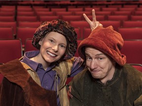 Alyssa Billingsley (left) and Tim Bratton (right) play the titular characters in Persephone Theatre's upcoming production of Rosencrantz and Guildenstern Are Dead, running in Saskatoon from May 1 to 15.