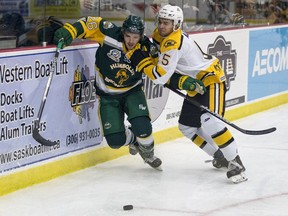 Humboldt Broncos' forward Brayden Camrud (left) has committed to playing in Alaska this coming winter.