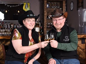 Charmaine and John Styles, along with Ken Balius and Stella Dechaine (not shown), opened Outlaw Trail Spirits in Regina's Warehouse District in 2016