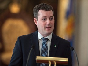 Health Minister Randy Delorey addresses the audience at a bill briefing at the legislature in Halifax on Tuesday, April 2, 2019. The Human Organ and Tissue Donation Act will allow Nova Scotians to donate their organs and tissue unless they opt out.